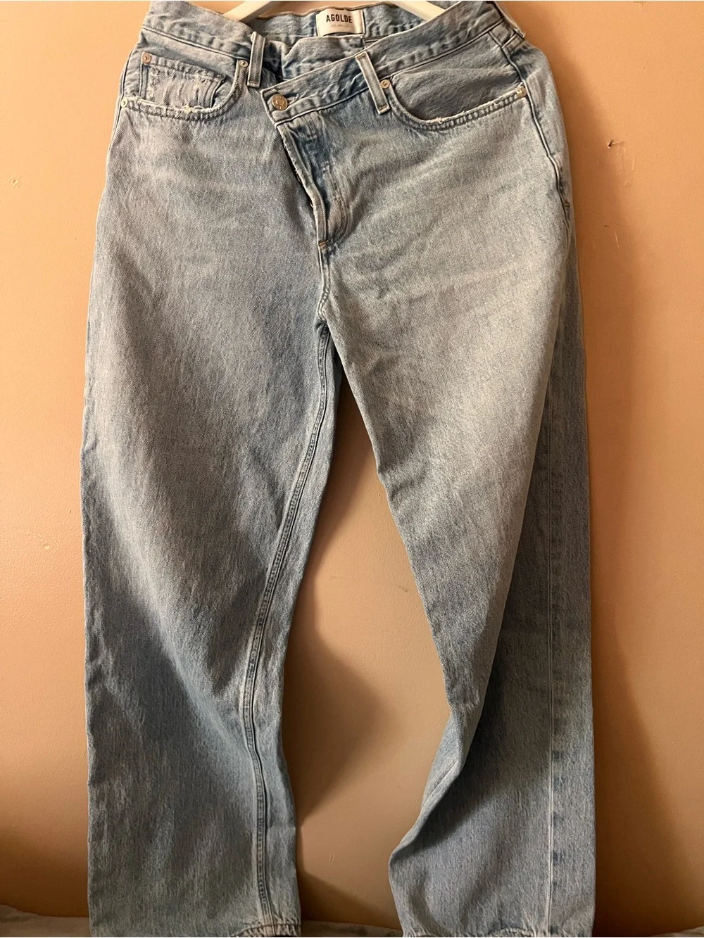 Agolde criss cross High-Rise Straight jeans distressed ripped mother Levi’s 29